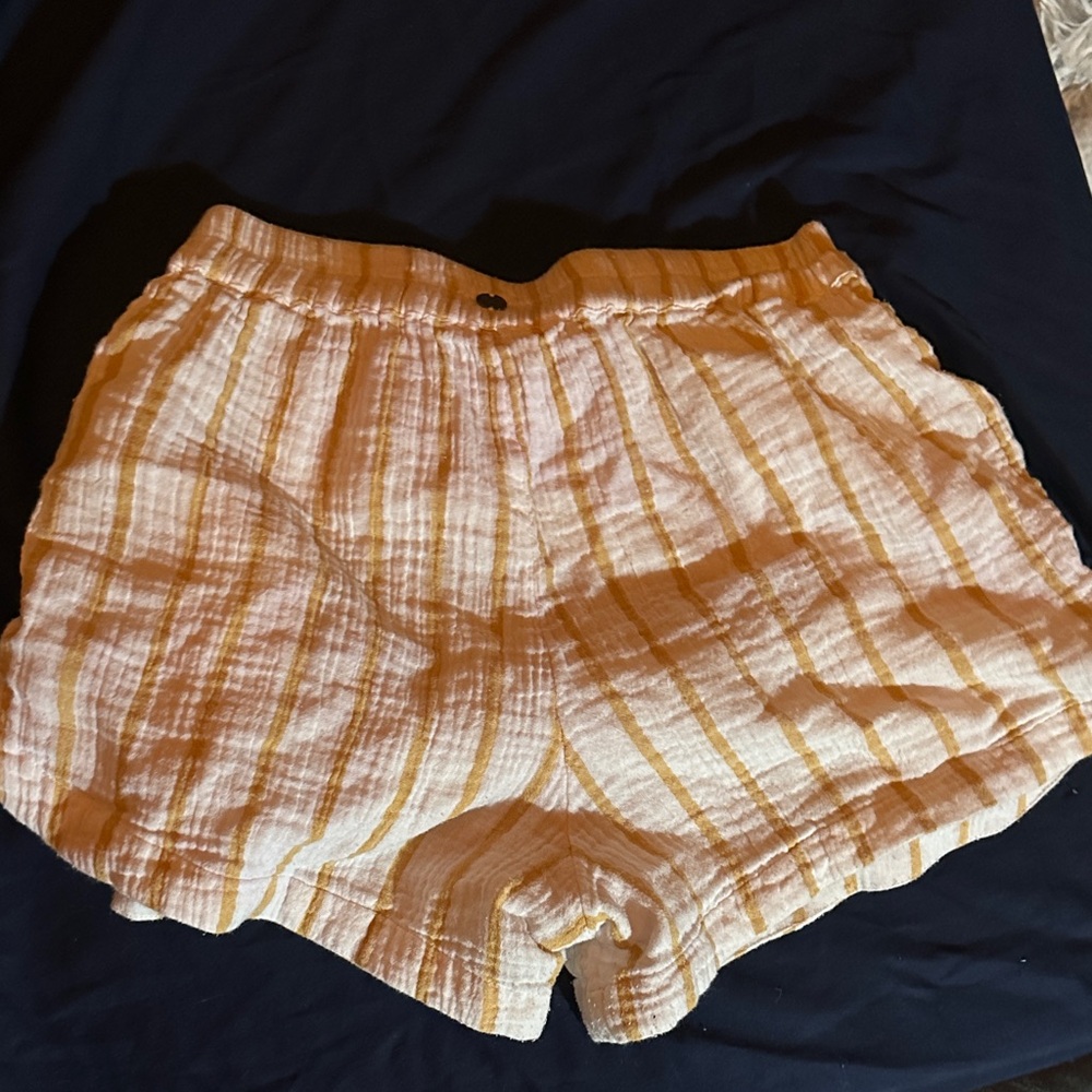 Rip Curl High Waist Striped Cream Shorts - Picture 3 of 3